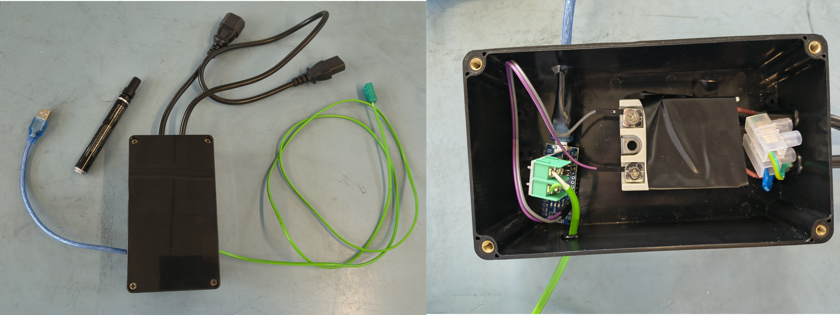 photographs of exterior and interior of temperature controller